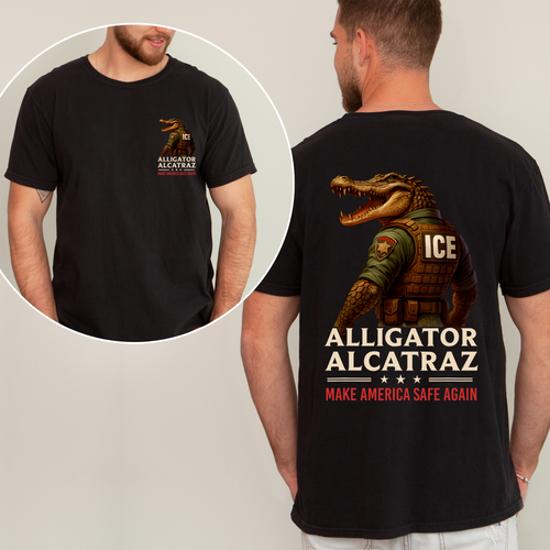 Alligator Alcratraz ICE Florida Everglades Front and Back Retro MAGA Graphic Tee