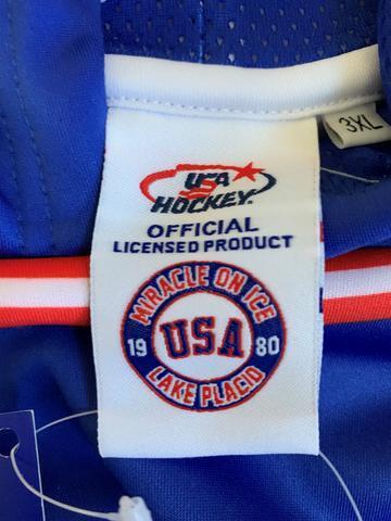 USA Hockey Officially Licensed "Miracle on Ice 1980 Team" Jersey Navy Polo Shirt